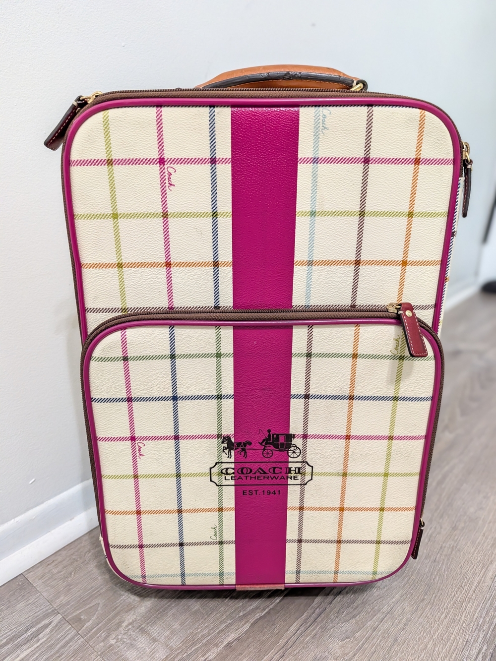 Vintage Coach Tattersall Carry-on Suitcase 2007 Factory Sample 77032 77082